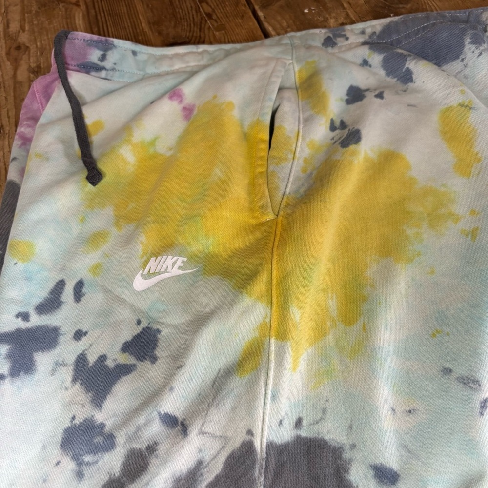Nike Tie Dye Joggers Fleece Sweatpants Men's Large Gray Blue Splattered Paint - Picture 3 of 11